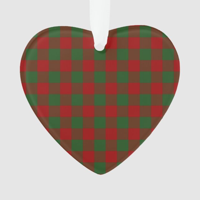 Red and Green Gingham Pattern Ornament (Front)