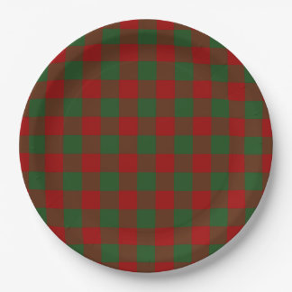 Red and Green Gingham Pattern Paper Plates