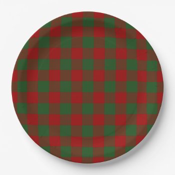 Red And Green Gingham Pattern Paper Plates by RocklawnArts at Zazzle