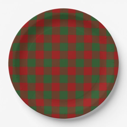 Red and Green Gingham Pattern Paper Plates