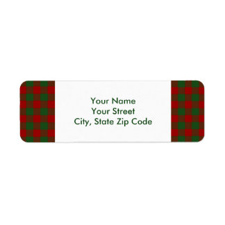 Red and Green Gingham Pattern return address label