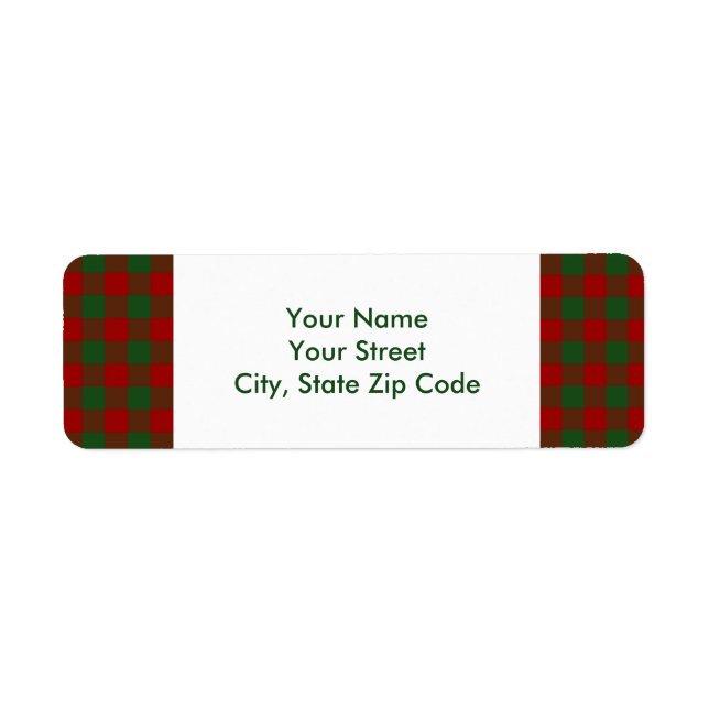 Red and Green Gingham Pattern return address label (Front)