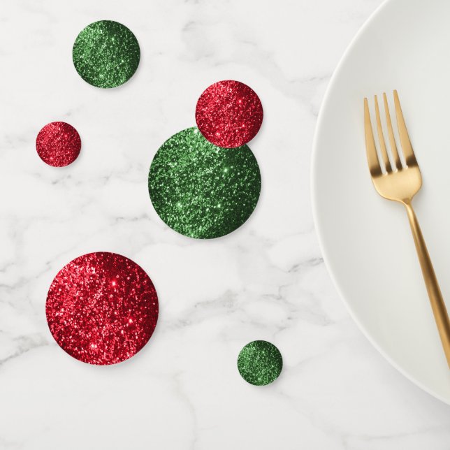Red and Green Glitter Confetti (Group)