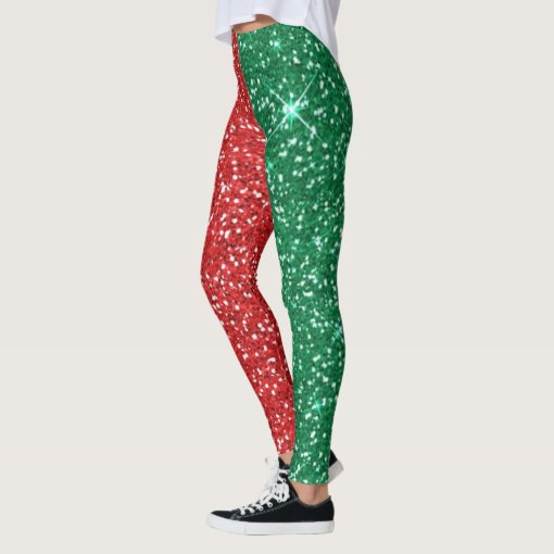 red and green glitter leggings | Zazzle