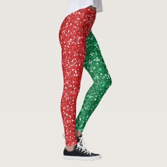 red and green glitter leggings | Zazzle
