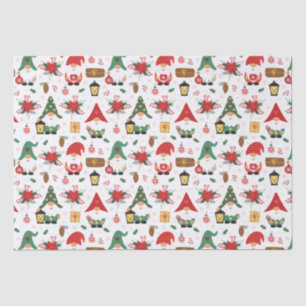 Red And Green Gnomes For Christmas Tissue Paper