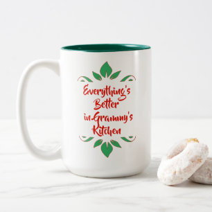 Red and Green Grammy's Kitchen Typography Design Two-Tone Coffee Mug