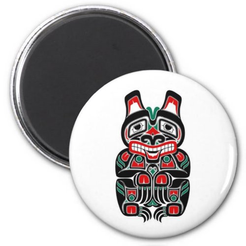 Red and Green Haida Spirit Bear Magnet