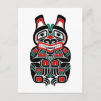 Red and Green Haida Spirit Bear Postcard