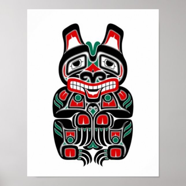 Red and Green Haida Spirit Bear Poster (Front)