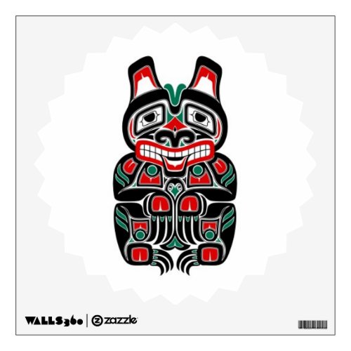 Red and Green Haida Spirit Bear Wall Decal