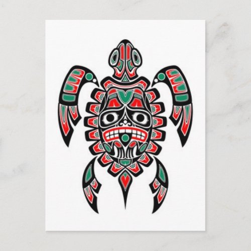 Red and Green Haida Spirit Sea Turtle Postcard