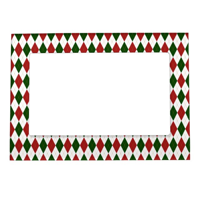 Red and Green Harlequin Diamond Argyle Magnetic Frame (Front)