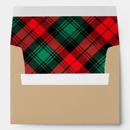 Red and Green Holiday Buffalo Plaid Pattern Envelope
