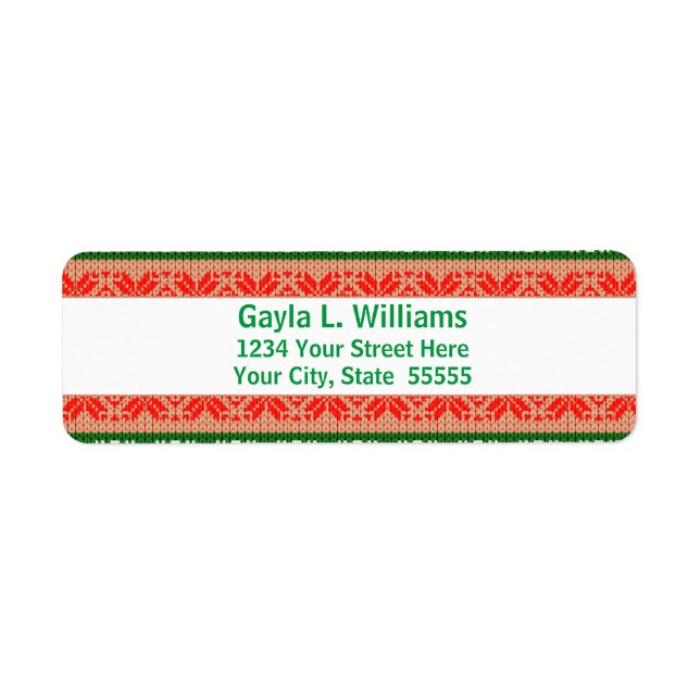 Red and Green Holiday Custom Return Address Label (Front)