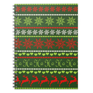 Red and Green Holiday Pattern Notebook