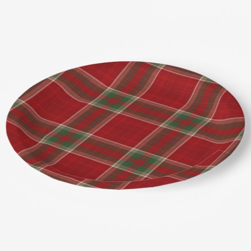 Red And Green Holiday Plaid 9 Inch Paper Plate