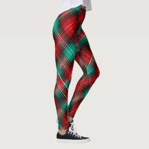 Red and green holiday plaid leggings
