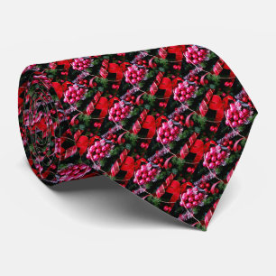 Red And Green Holiday Print Necktie