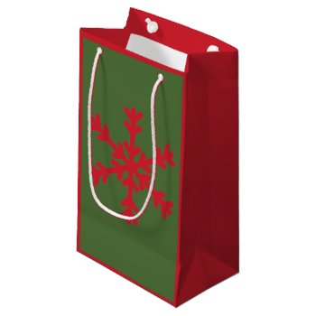 Red And Green Holiday Snowflake Gift Bag by theburlapfrog at Zazzle