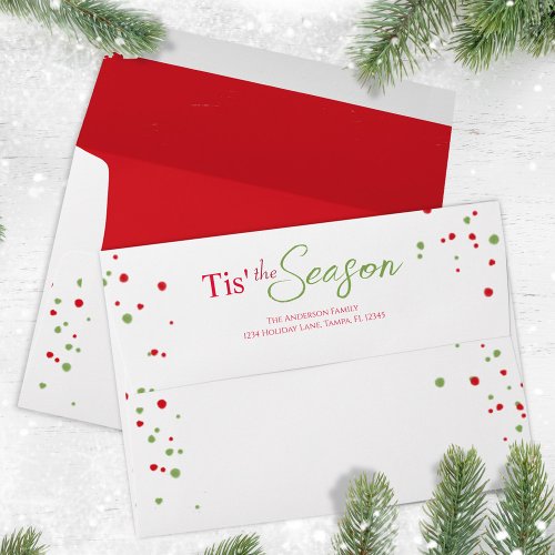 Red and Green Holiday Typography Return Address Envelope