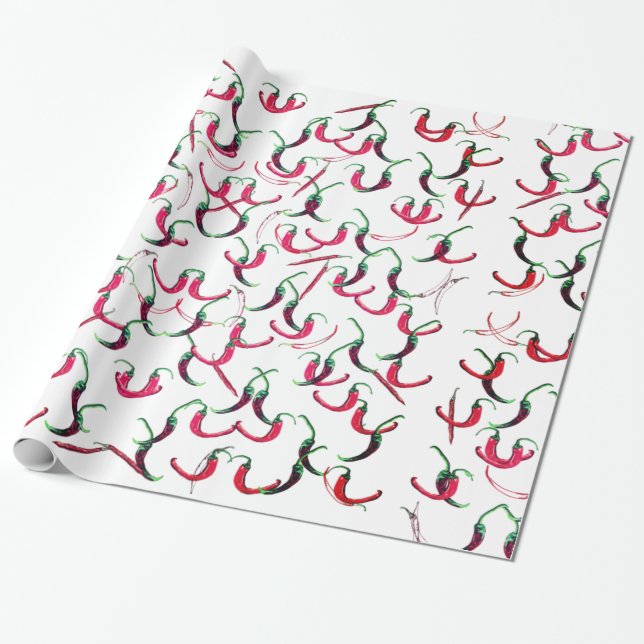 Red and green hot peppers  wrapping paper (Unrolled)