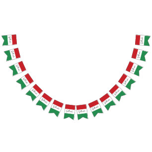 Red and Green Italian Family Reunion Bunting Flags