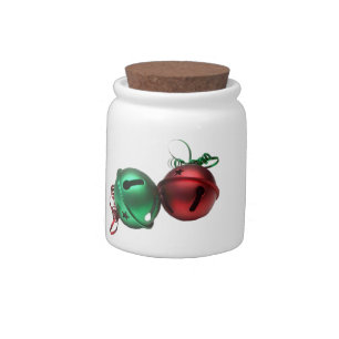 Red and Green Jingle Bells Candy Jar