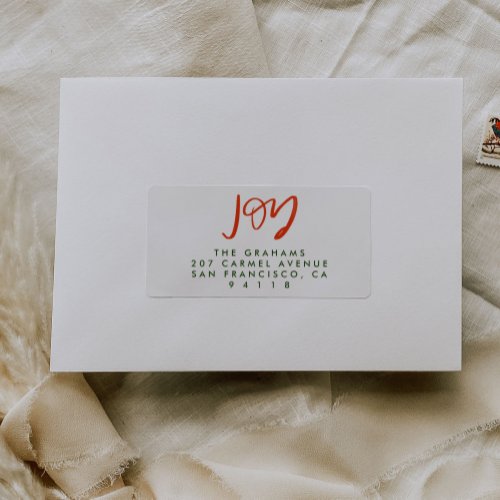 Red and Green Joy Return Address Shipping Label