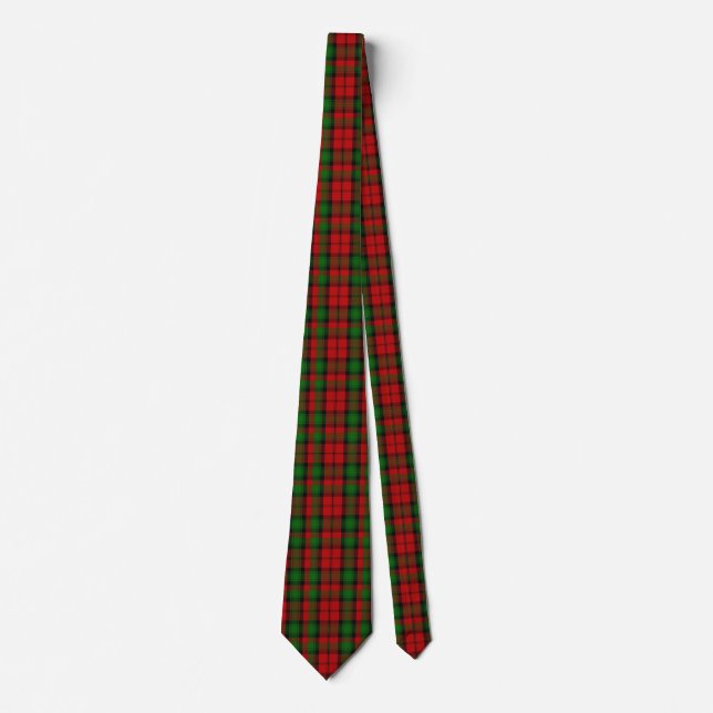 Red and Green Kerr Tartan Plaid Neck Tie (Front)