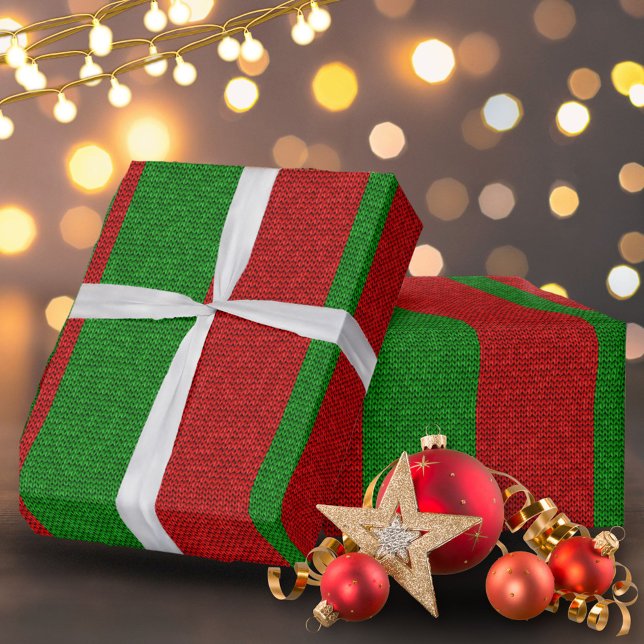 Red and Green Knitting Christmas Holiday Wrapping Paper (Creator Uploaded)