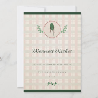 Red and Green Laurel Monogram Christmas Card