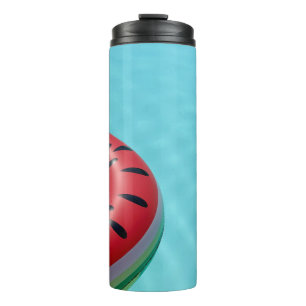 Red and green lifebuoy on swimming pool thermal tumbler