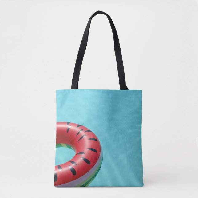 Red and green lifebuoy on swimming pool tote bag (Front)