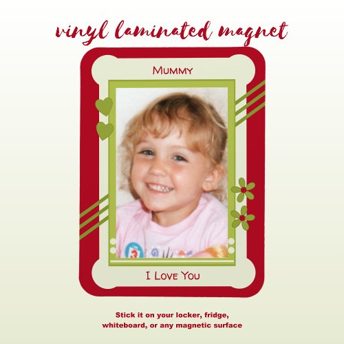 Red and green love you mummy photo magnet
