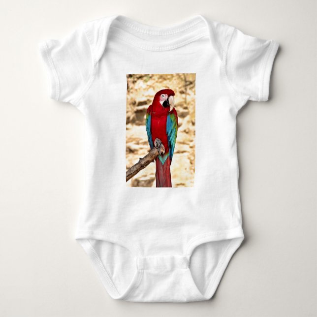 Red And Green Macaw Baby Bodysuit (Front)