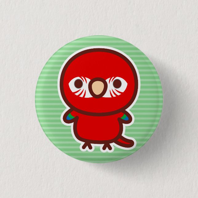 Red-and-green macaw button (Front)