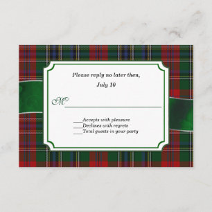 Red and Green MacClain Tartan Wedding RSVP