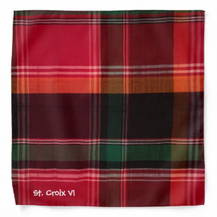 Red and Green Madras and Plaid Personalize Bandana