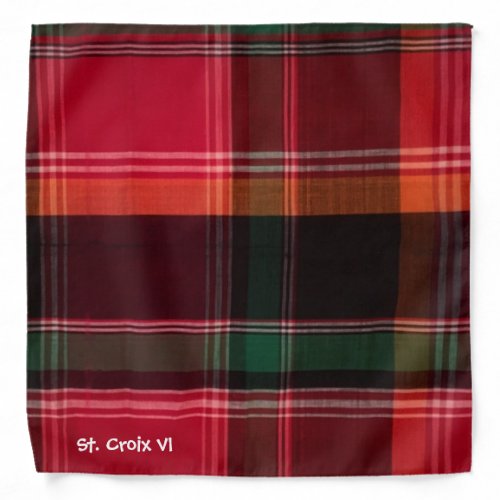 Red and Green Madras and Plaid Personalize Bandana