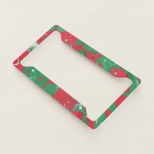 Red and Green Marble Style License Plate Frame