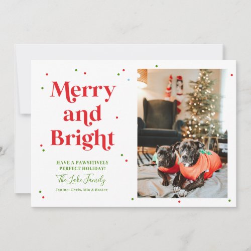 Red and Green Merry and Bright Photo Holiday Card