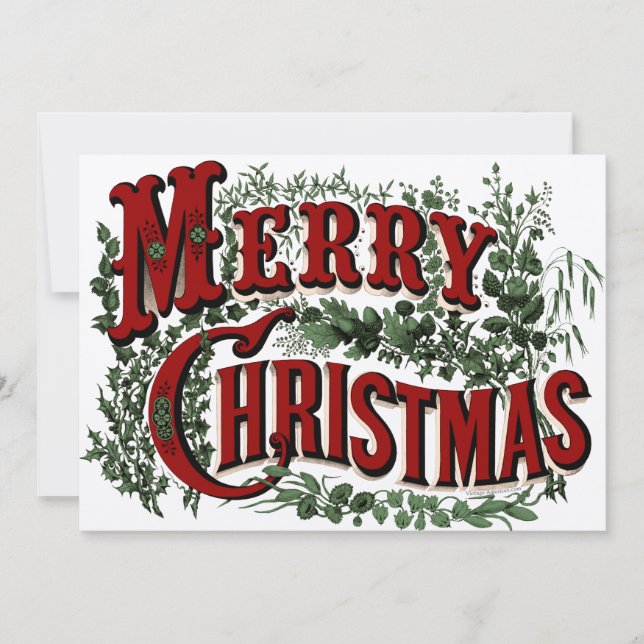Red and Green Merry Christmas 2 Side Flat Card (Front)