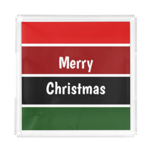 Red And Green Merry Christmas Acrylic Tray