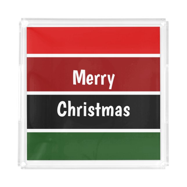 Red And Green Merry Christmas Acrylic Tray (Front)