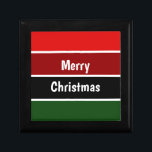 Red And Green Merry Christmas Gift Box<br><div class="desc">A red and green horizontal striped pattern and the text: Merry Christmas.  You can click personalize and edit the text. Write 2 words in one line and they will appear on two rows.</div>