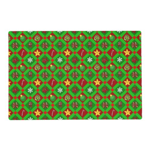 Red And Green Merry Christmas Pattern Placemat