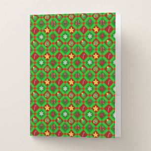 Red And Green Merry Christmas Pattern Pocket Folder