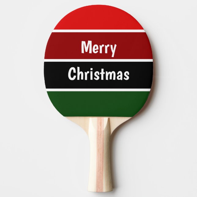 Red And Green Merry Christmas Ping Pong Ball Paddle (Front)