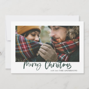 Red and green merry christmas plaid photo card